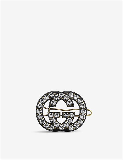 gucci hair bobble|GG crystals hairslide in black resin .